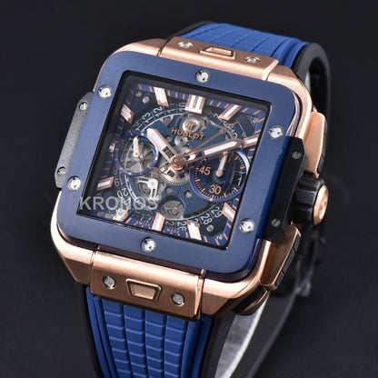 Square Bang Unico 42mm Blue Bezel Blue Skeleton Dial Blue A1280 - Authentic Movement