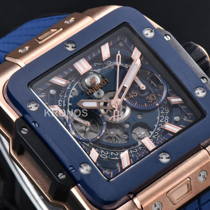 Square Bang Unico 42mm Blue Bezel Blue Skeleton Dial Blue A1280 - Authentic Movement