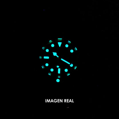 Esfera negra luminiscente Submariner bisel azul Kronos Relojes
