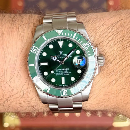 Submariner Oystersteel inspirado verde agua profunda Kronos Relojes lujo