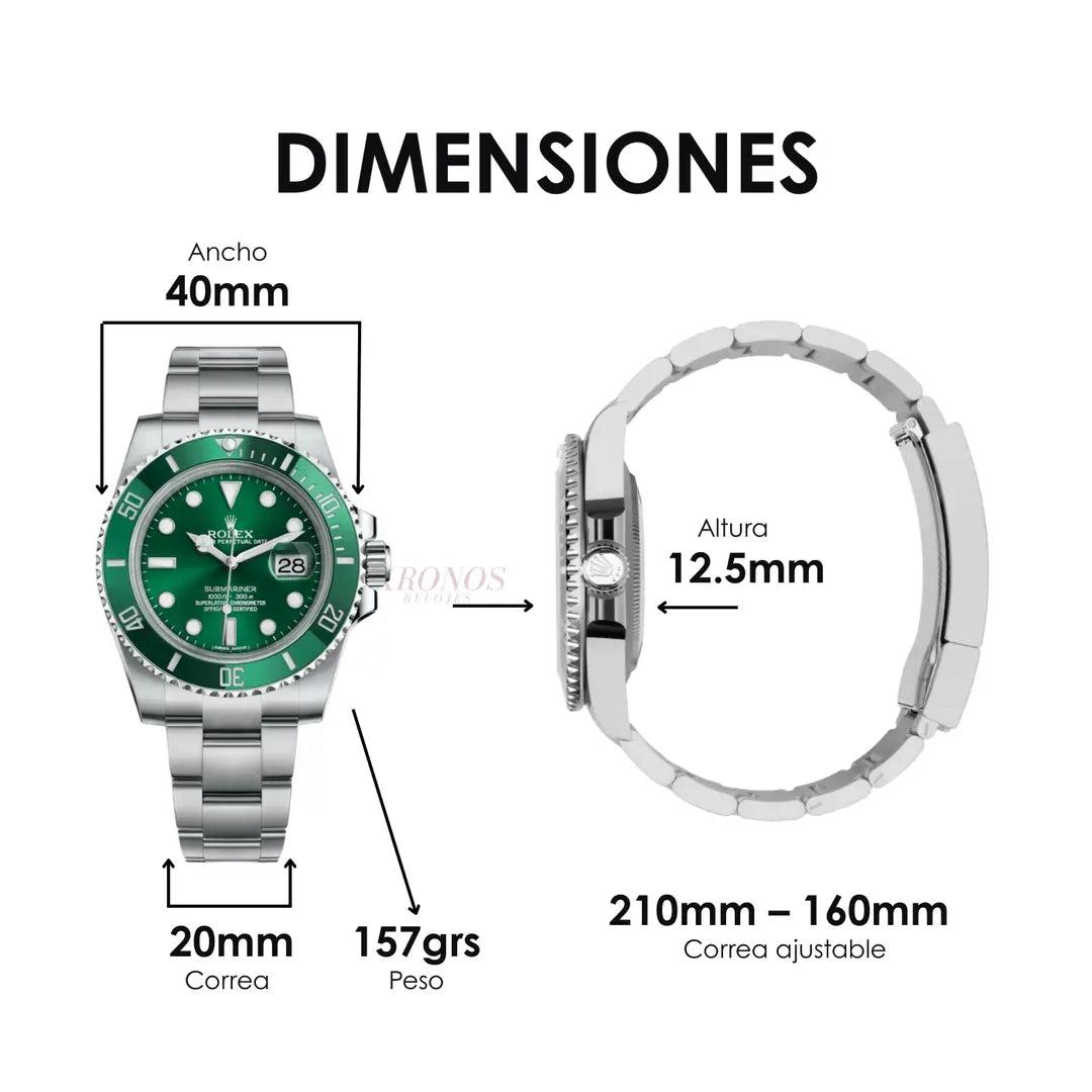 Submariner Oystersteel Green Bezel Kronos Relojes colección premium accesible