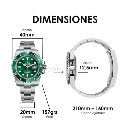 Submariner Oystersteel Green Bezel Kronos Relojes colección premium accesible