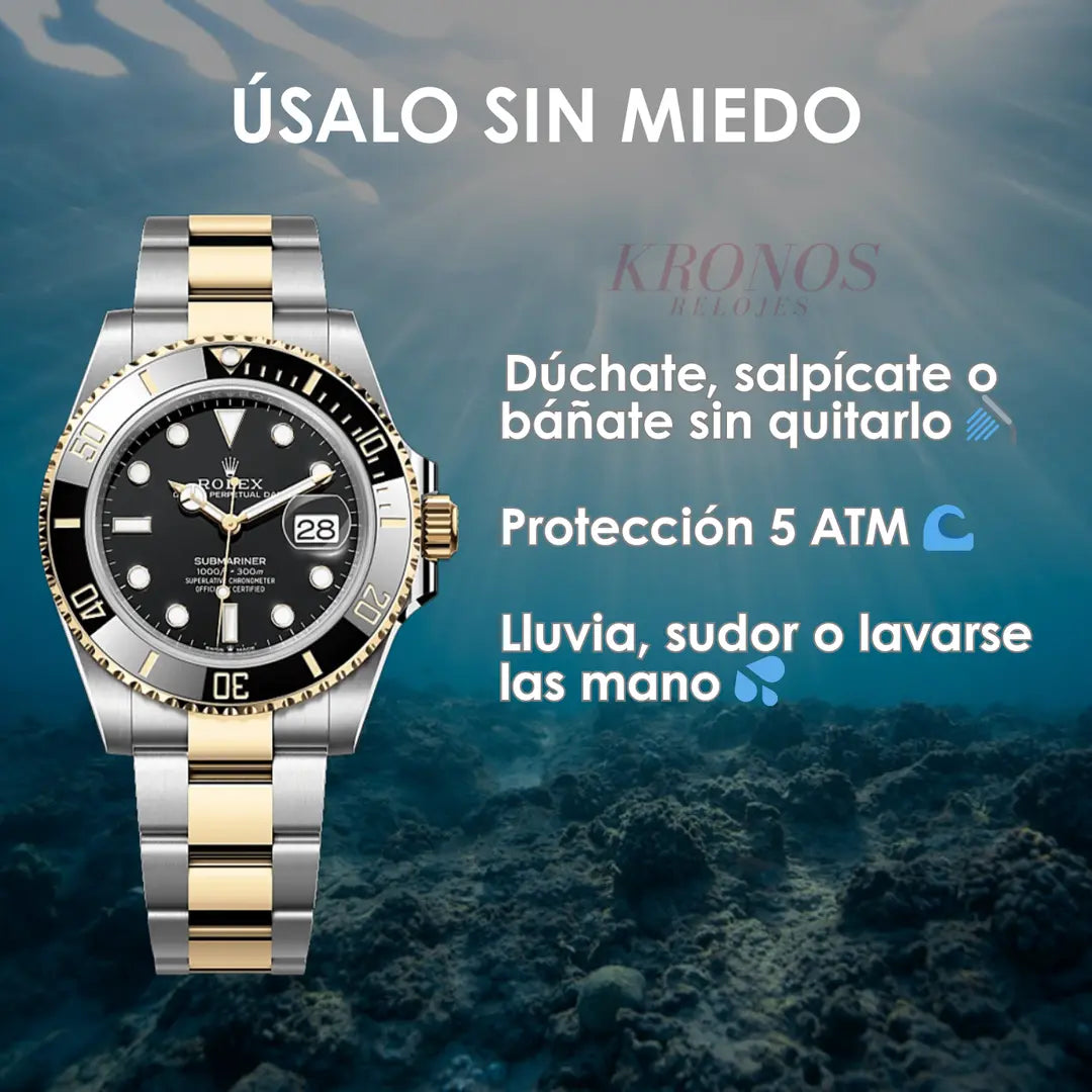 Cronógrafo Submariner Rolesor acero oro Kronos Relojes maquinaria suiza estilo