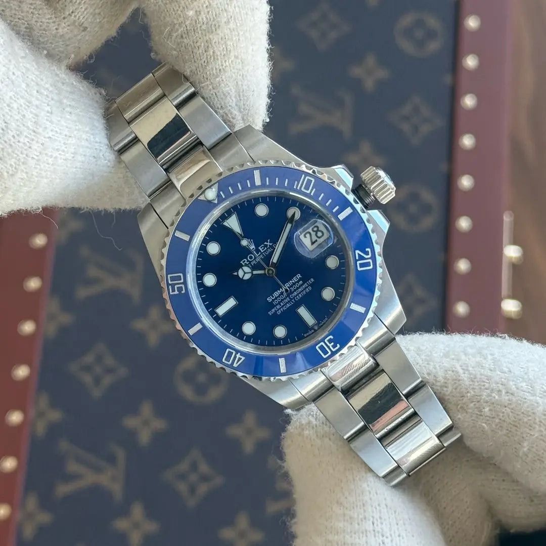 Reloj Submariner inspirado Rolex bezel azul Oystersteel Kronos