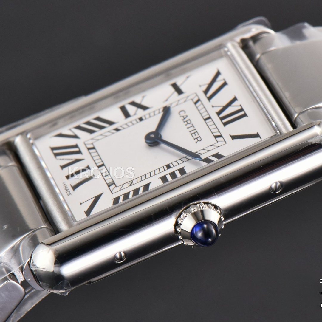 Tank Must Large 33.7mmx25.5mm White Dial Ronda Quartz - Authentic Movement