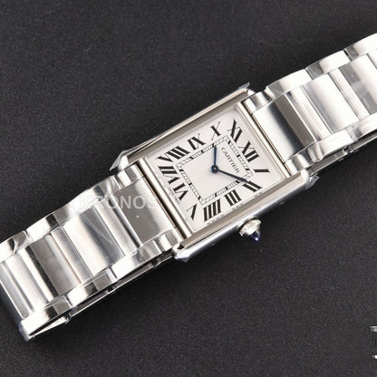 Tank Must Large 33.7mmx25.5mm White Dial Ronda Quartz - Authentic Movement