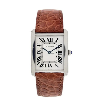 Reloj Tank Steel White Dial correa Vine Leather - Kronos Relojes