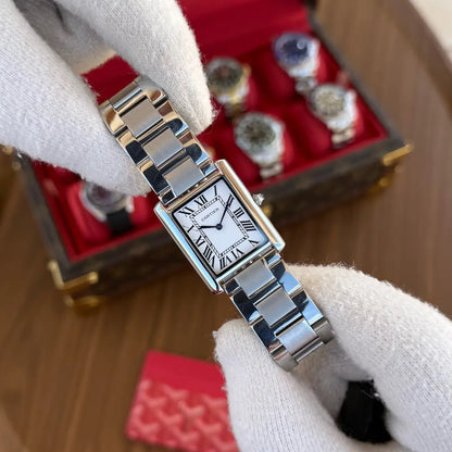 Tank Steel White Dial Kronos acero inoxidable detalle esfera blanca