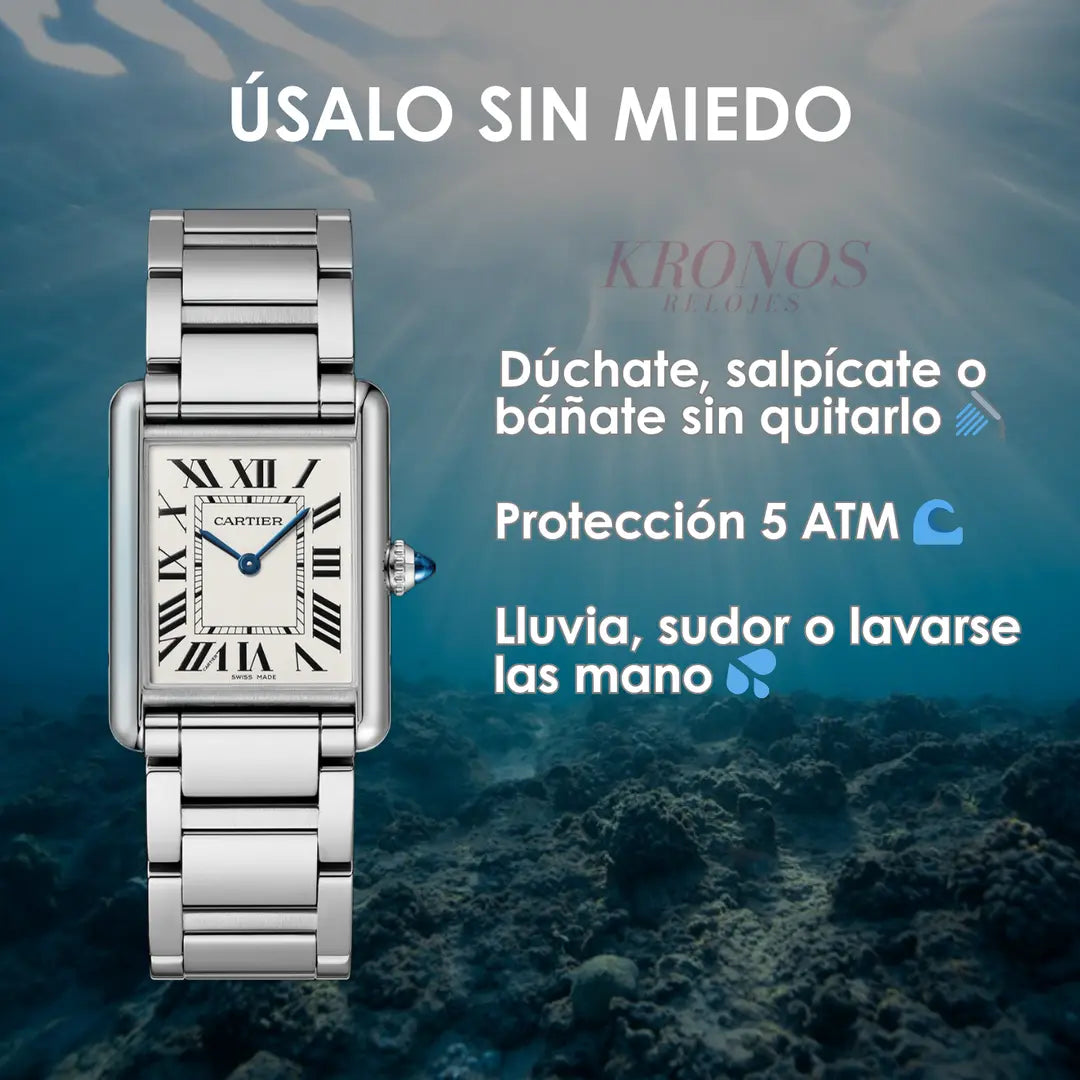 Vista lateral Tank Steel White Dial estilo AAA Kronos