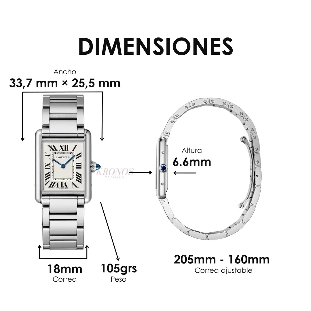 Reloj Tank Steel White Dial Kronos fondo blanco producto