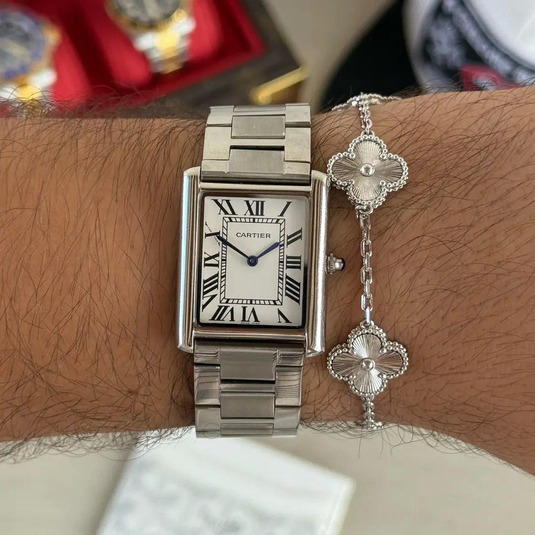 Tank Steel White Dial Kronos Relojes caja y empaque lujo