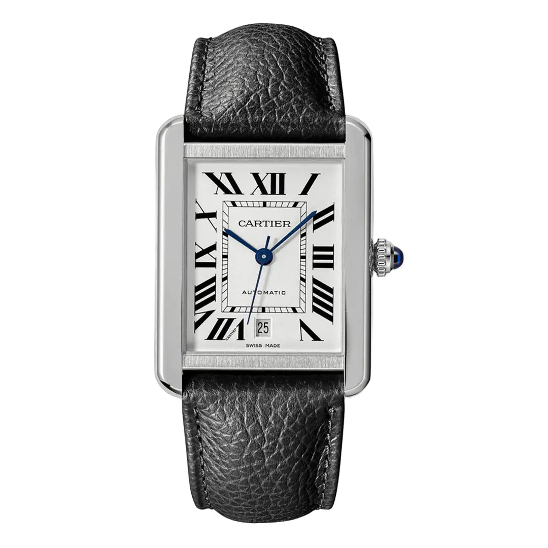 Reloj Tank Steel esfera blanca correa cuero Kronos Relojes vista frontal