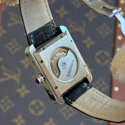 Reloj inspirado Tank Steel acero inoxidable esfera blanca Kronos