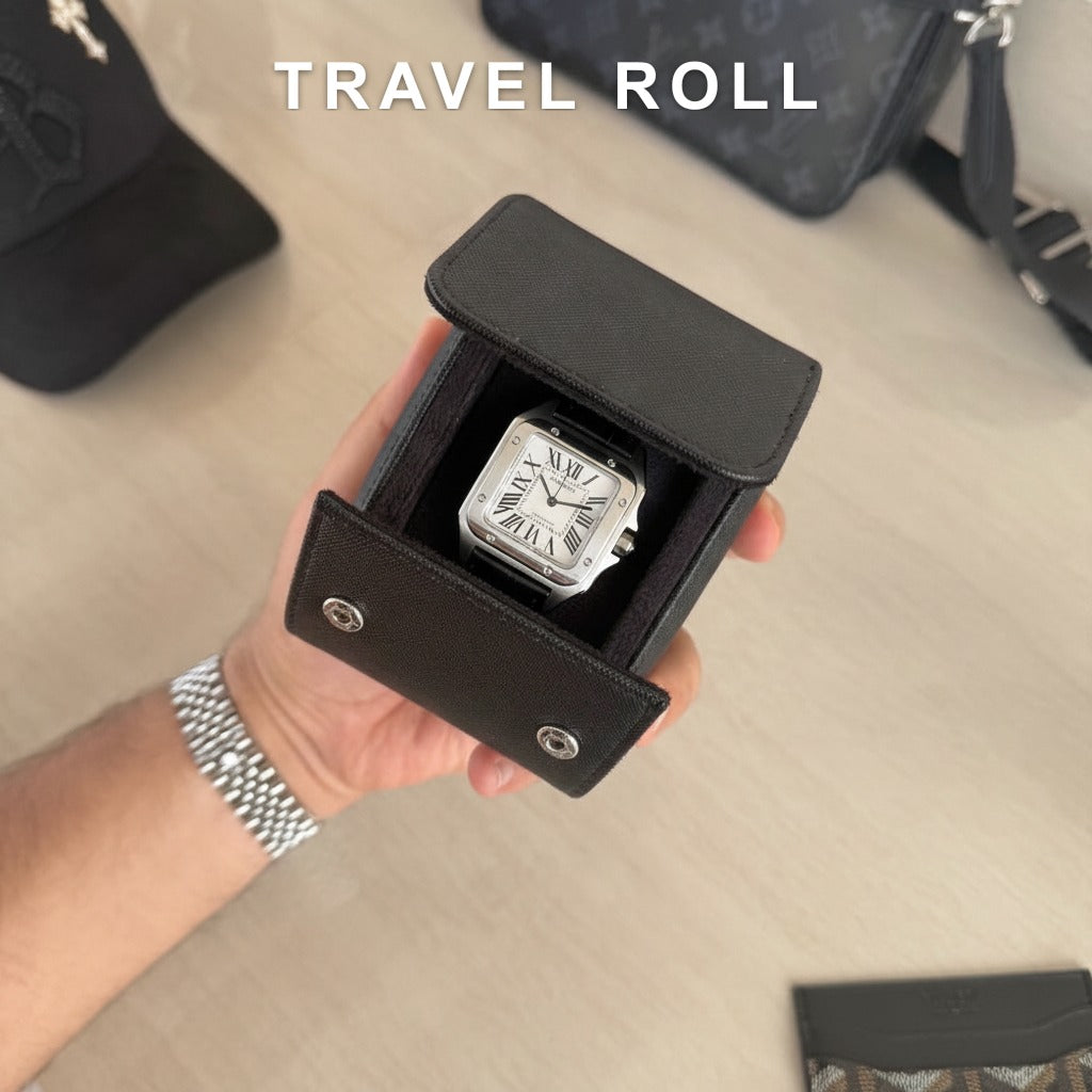 Santos Steel – White Dial Leather Strap - Travel Roll