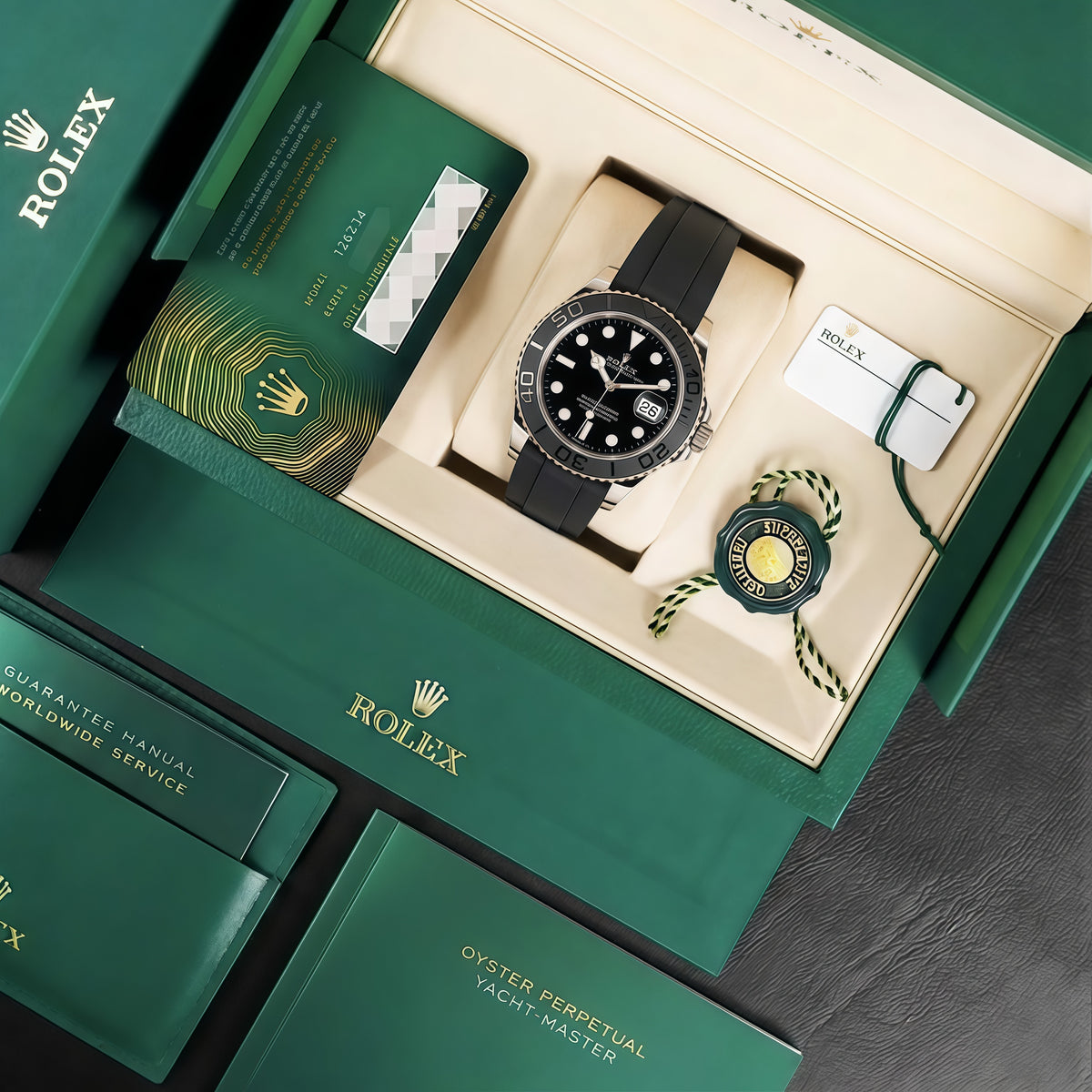 Yacht-Master Oystersteel – Black Dial Oysterflex Rolex Type